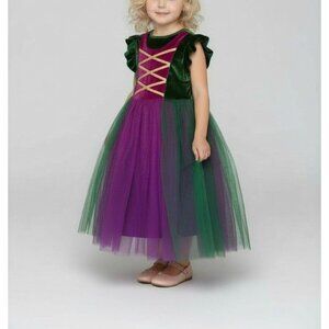 Girls Green & Purple Velvet Princess Dress With Tulle Skirt By Ibtom Castle Size